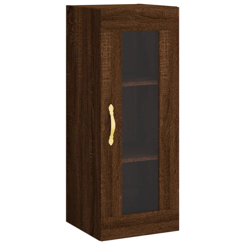 Buffet haut aspect chêne marron 34,5x34x180 cm matériau bois