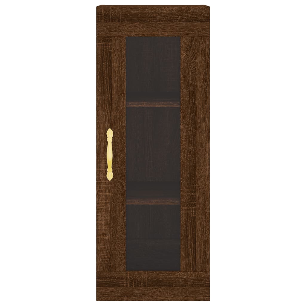 Buffet haut aspect chêne marron 34,5x34x180 cm matériau bois