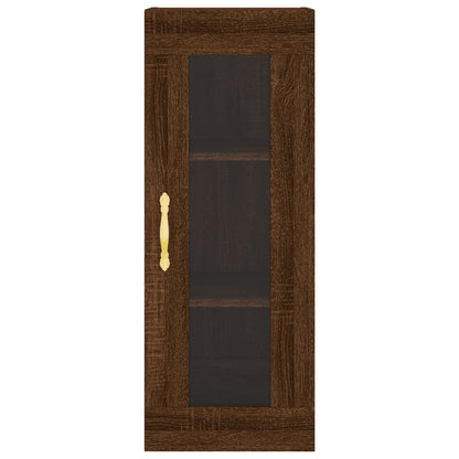 Buffet haut aspect chêne marron 34,5x34x180 cm matériau bois