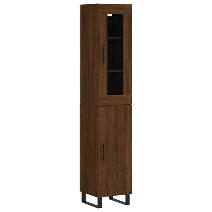 Buffet haut aspect chêne marron 34,5x34x180 cm matériau bois