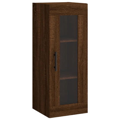 Buffet haut aspect chêne marron 34,5x34x180 cm matériau bois