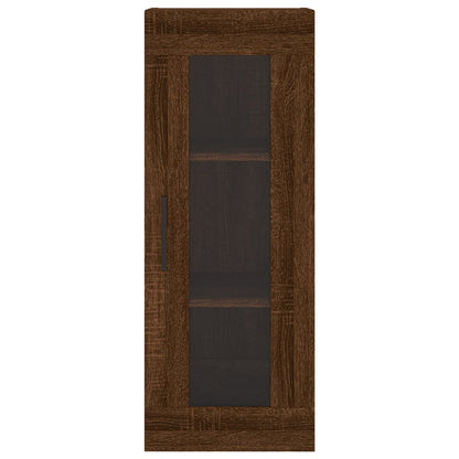 Buffet haut aspect chêne marron 34,5x34x180 cm matériau bois