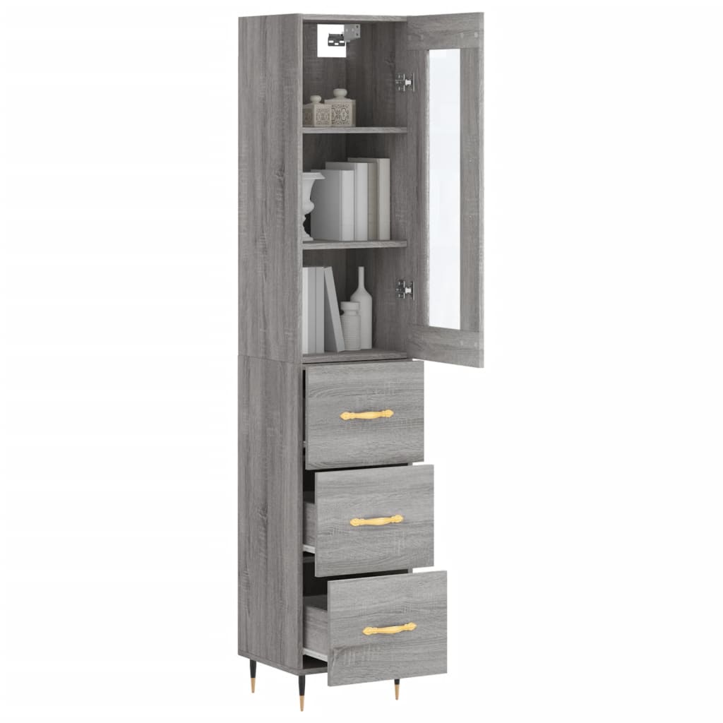 Buffet haut gris Sonoma 34,5x34x180 cm en bois