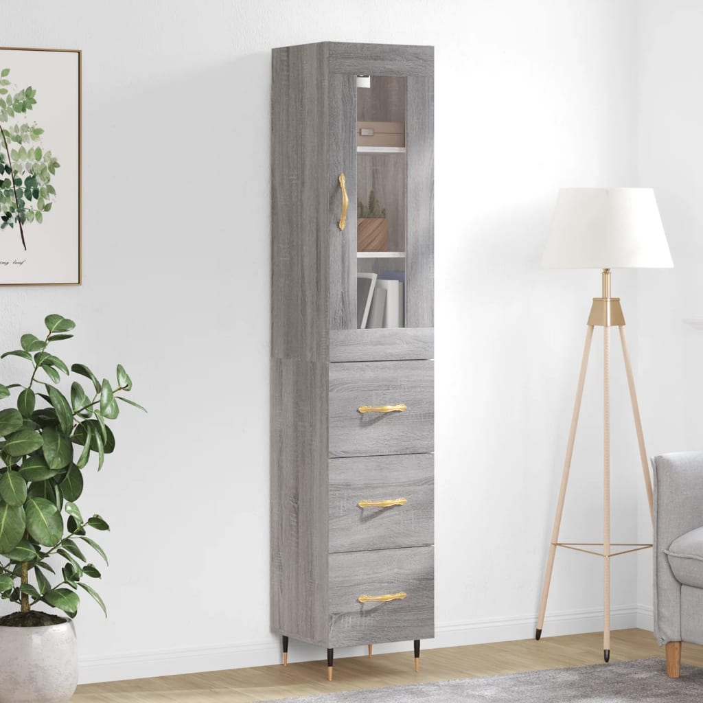 Buffet haut gris Sonoma 34,5x34x180 cm en bois