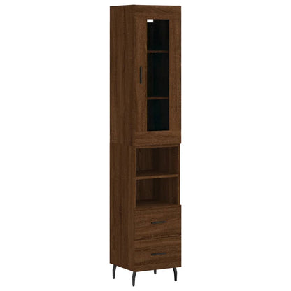 Buffet haut aspect chêne marron 34,5x34x180 cm matériau bois