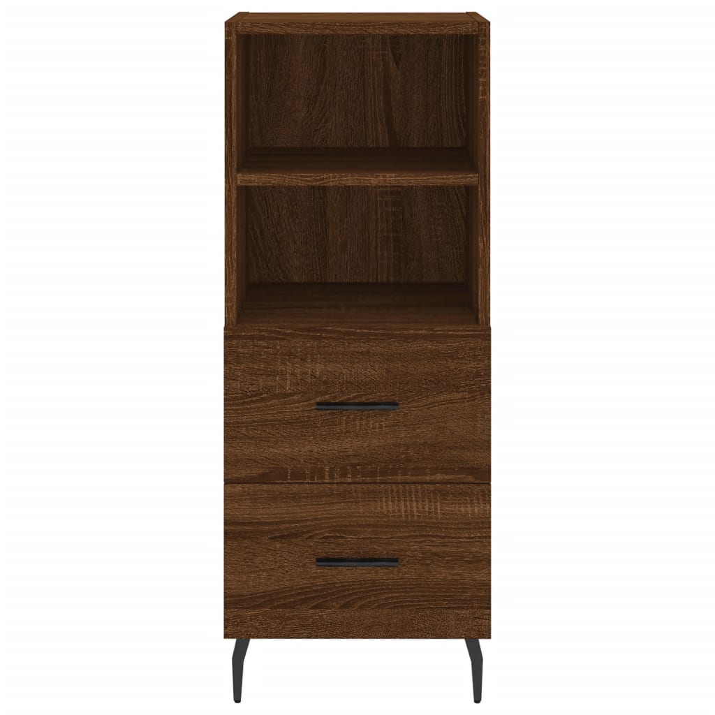 Buffet haut aspect chêne marron 34,5x34x180 cm matériau bois