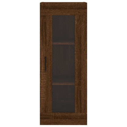 Buffet haut aspect chêne marron 34,5x34x180 cm matériau bois