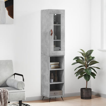 Buffet haut béton gris 34,5x34x180 cm en bois