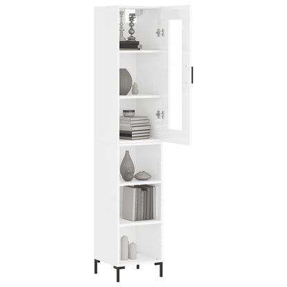 Buffet haut blanc brillant 34,5x34x180 cm en bois