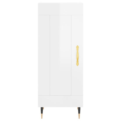 Buffet haut blanc brillant 34,5x34x180 cm en bois