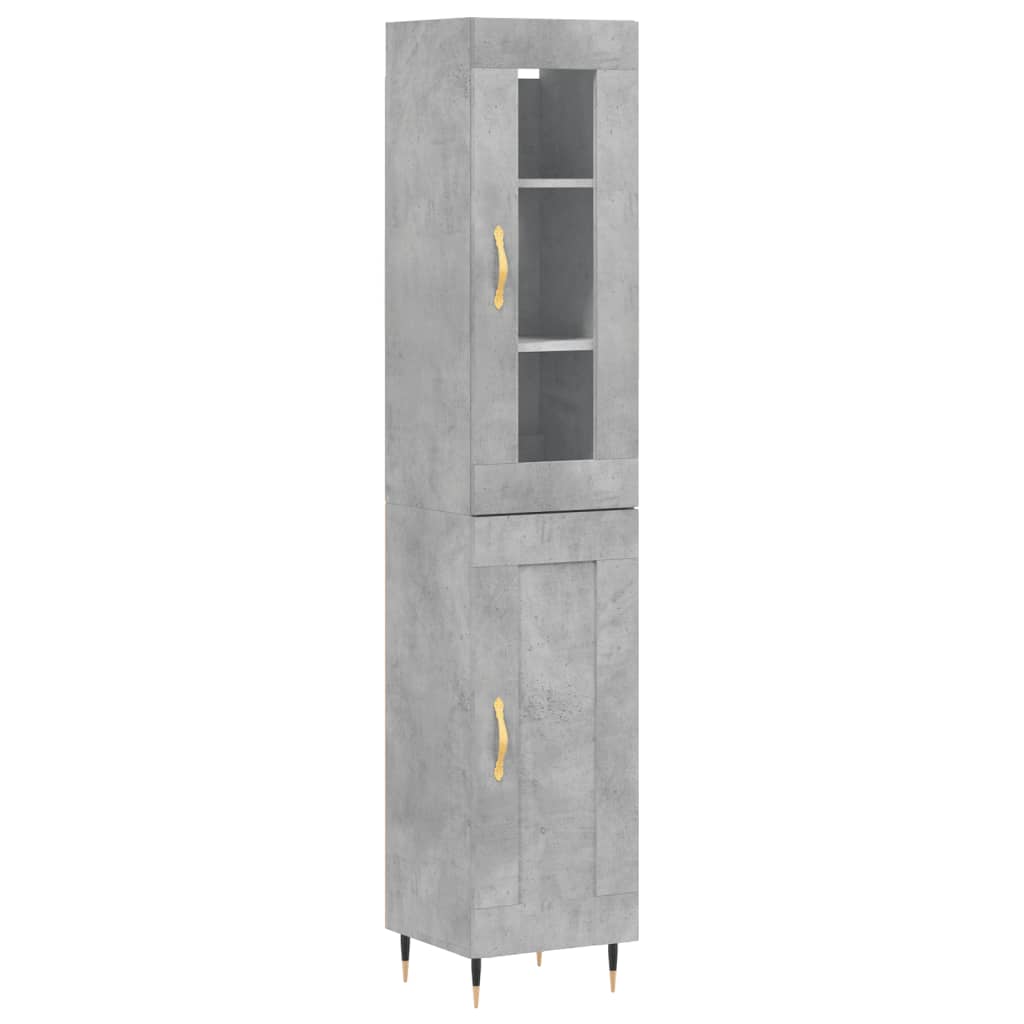 Buffet haut béton gris 34,5x34x180 cm en bois