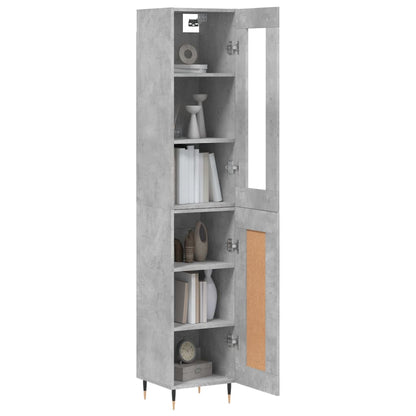 Buffet haut béton gris 34,5x34x180 cm en bois