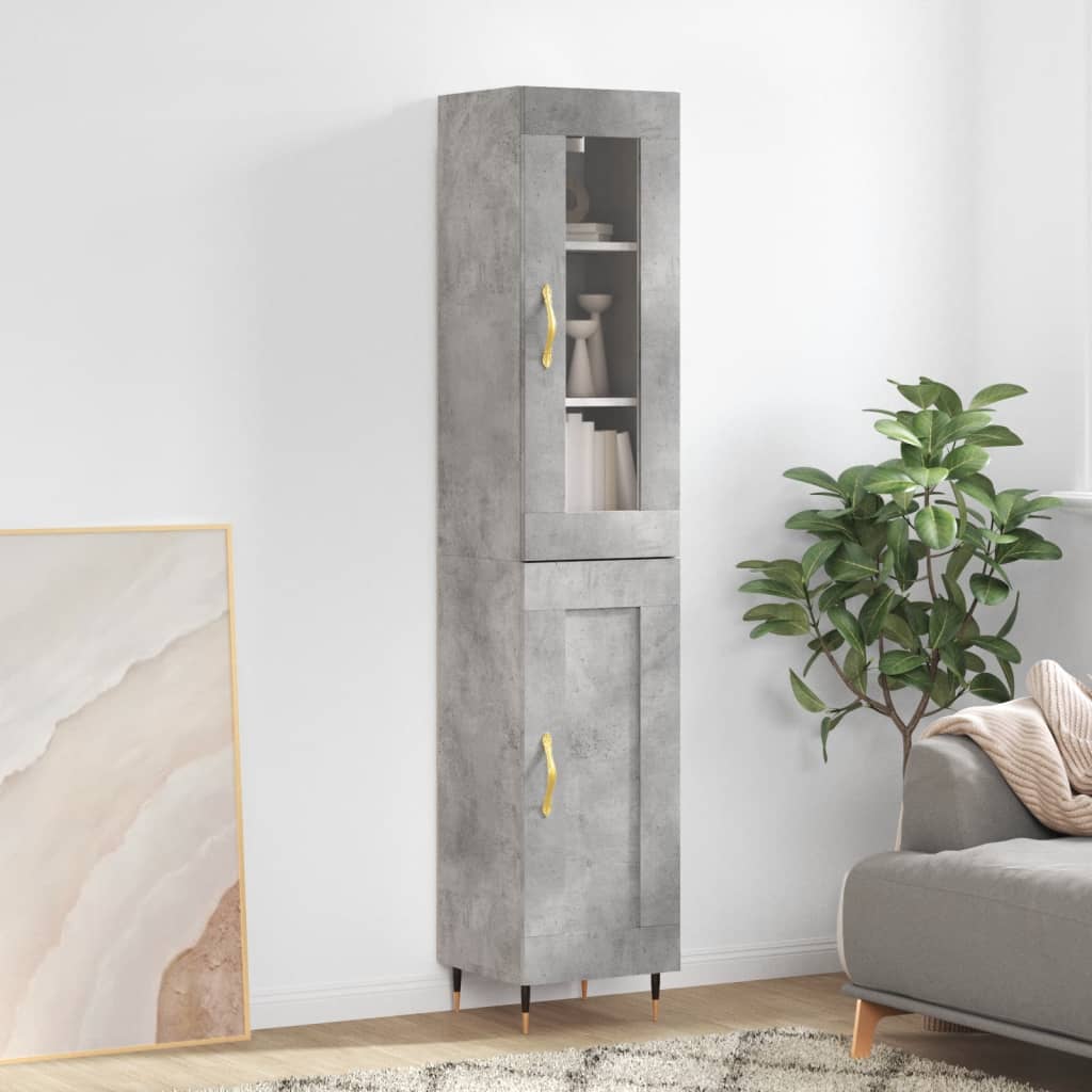 Buffet haut béton gris 34,5x34x180 cm en bois