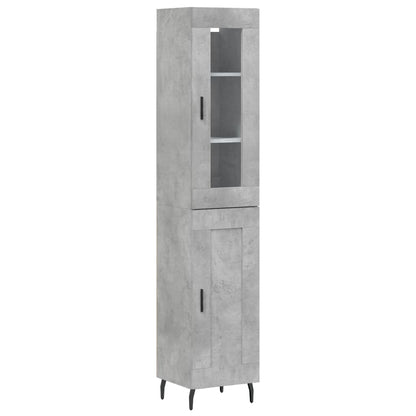 Buffet haut béton gris 34,5x34x180 cm en bois