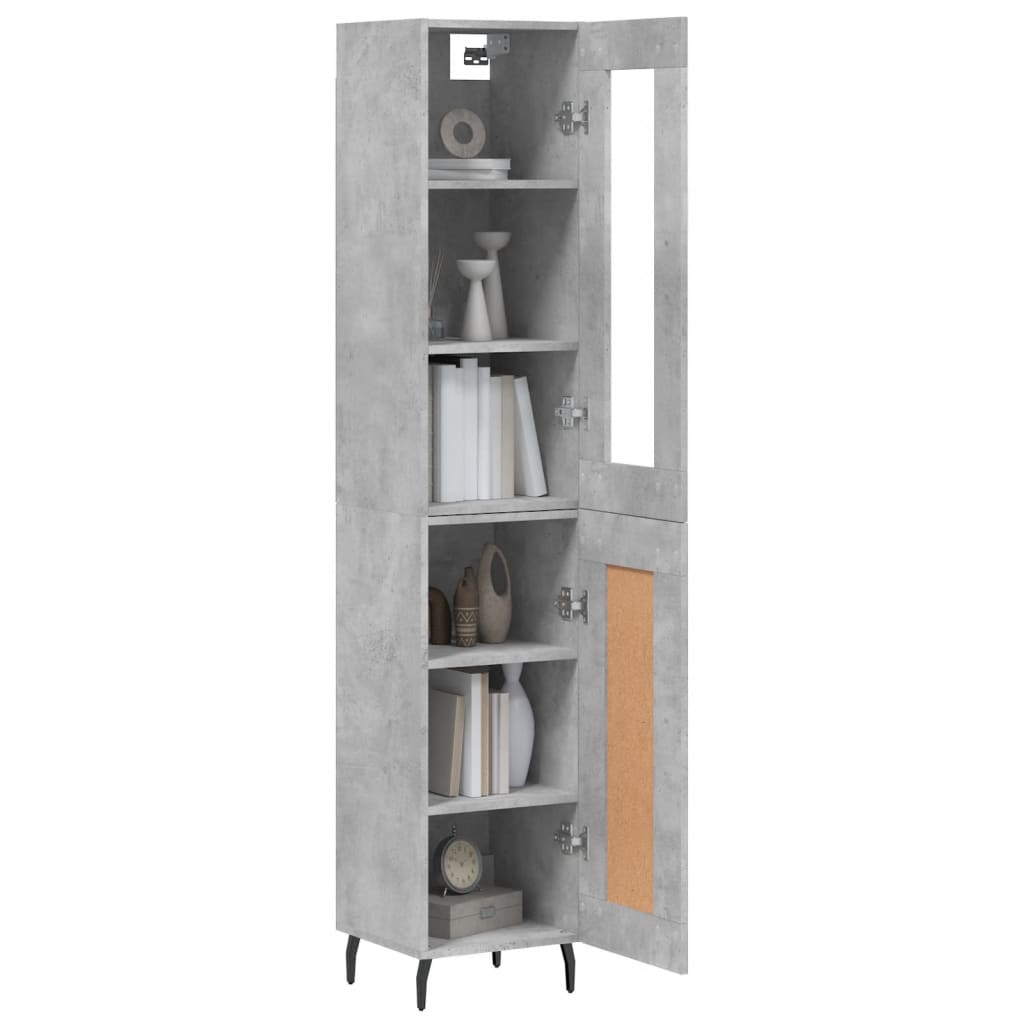 Buffet haut béton gris 34,5x34x180 cm en bois