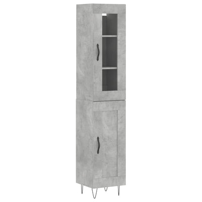 Buffet haut béton gris 34,5x34x180 cm en bois