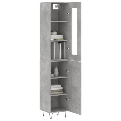 Buffet haut béton gris 34,5x34x180 cm en bois