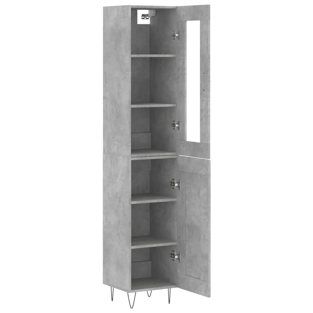 Buffet haut béton gris 34,5x34x180 cm en bois