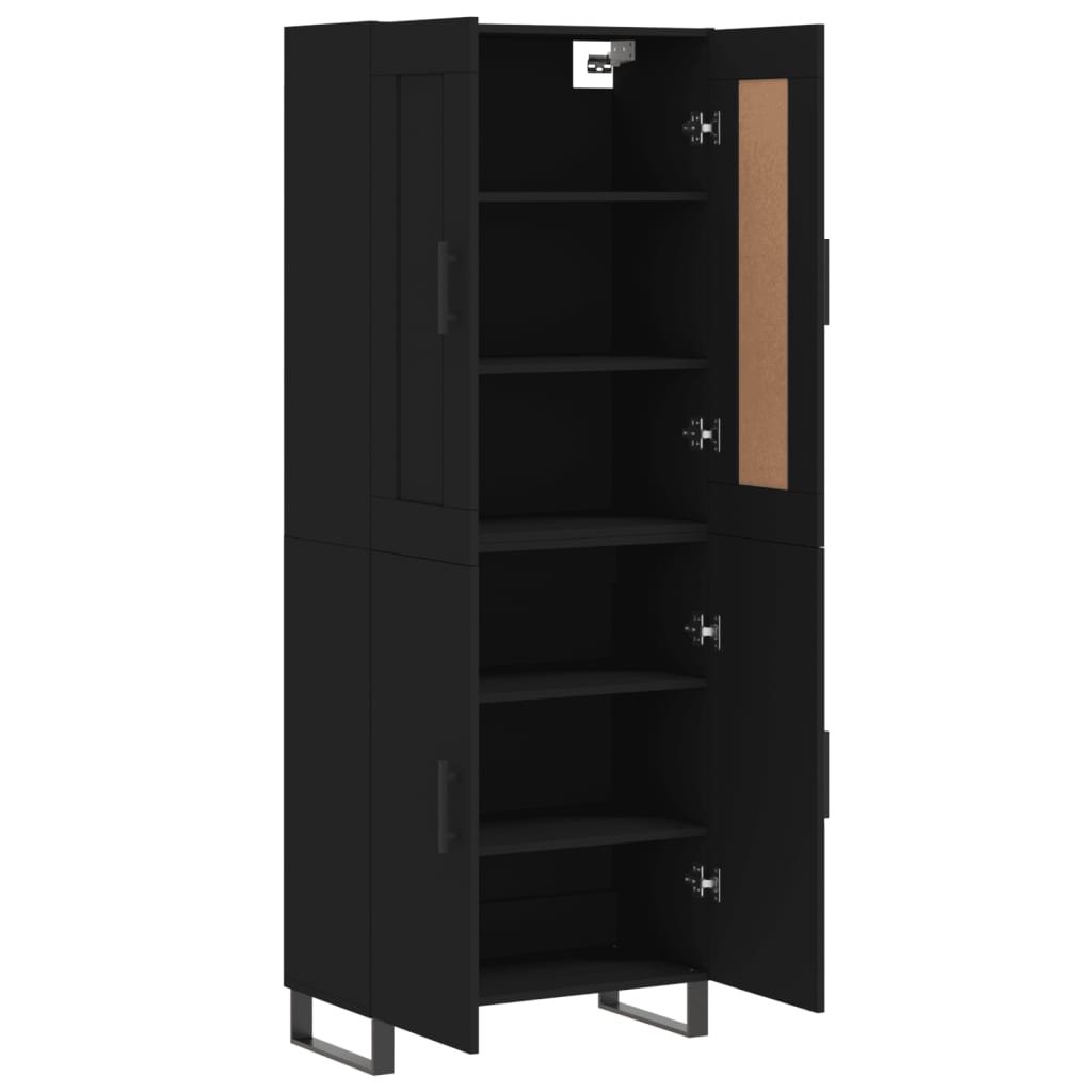 Highboard Schwarz 69,5x34x180 cm Holzwerkstoff