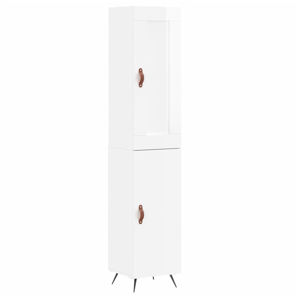 Buffet haut blanc brillant 34,5x34x180 cm en bois