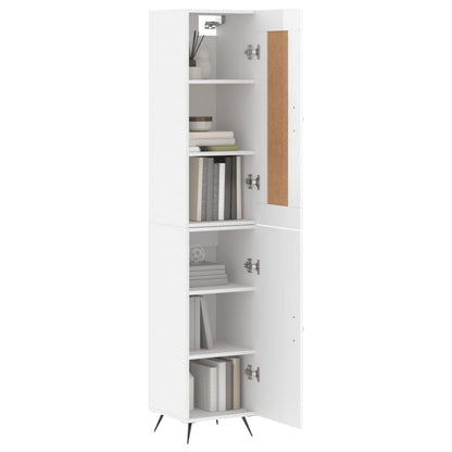 Buffet haut blanc brillant 34,5x34x180 cm en bois