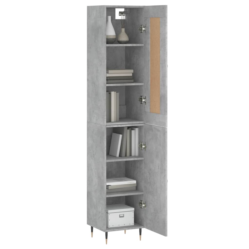 Buffet haut béton gris 34,5x34x180 cm en bois