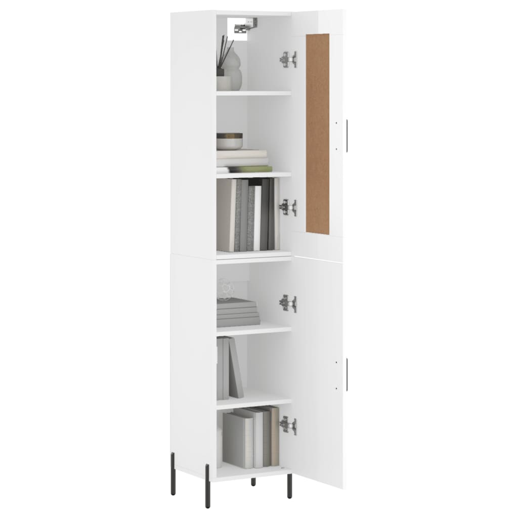 Buffet haut blanc brillant 34,5x34x180 cm en bois