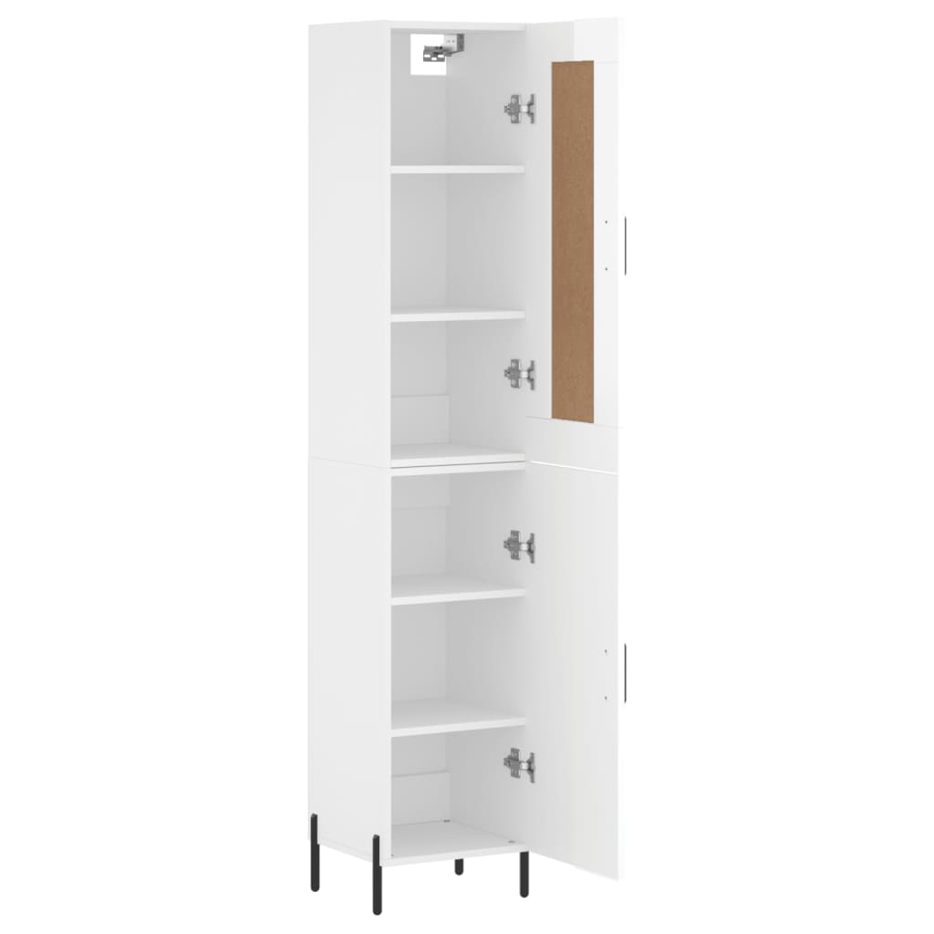 Buffet haut blanc brillant 34,5x34x180 cm en bois