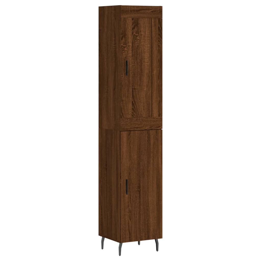 Buffet haut aspect chêne marron 34,5x34x180 cm matériau bois