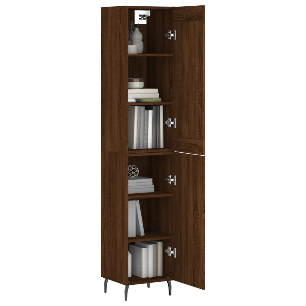 Buffet haut aspect chêne marron 34,5x34x180 cm matériau bois