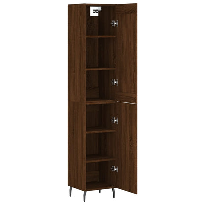 Buffet haut aspect chêne marron 34,5x34x180 cm matériau bois