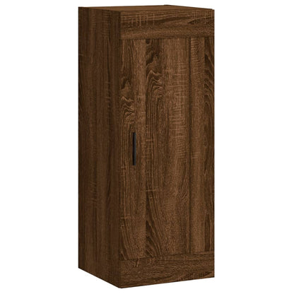 Buffet haut aspect chêne marron 34,5x34x180 cm matériau bois