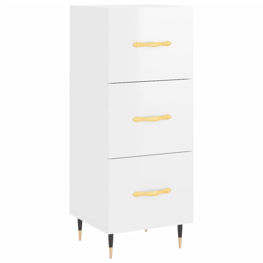 Buffet haut blanc brillant 34,5x34x180 cm en bois