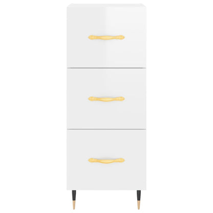 Buffet haut blanc brillant 34,5x34x180 cm en bois