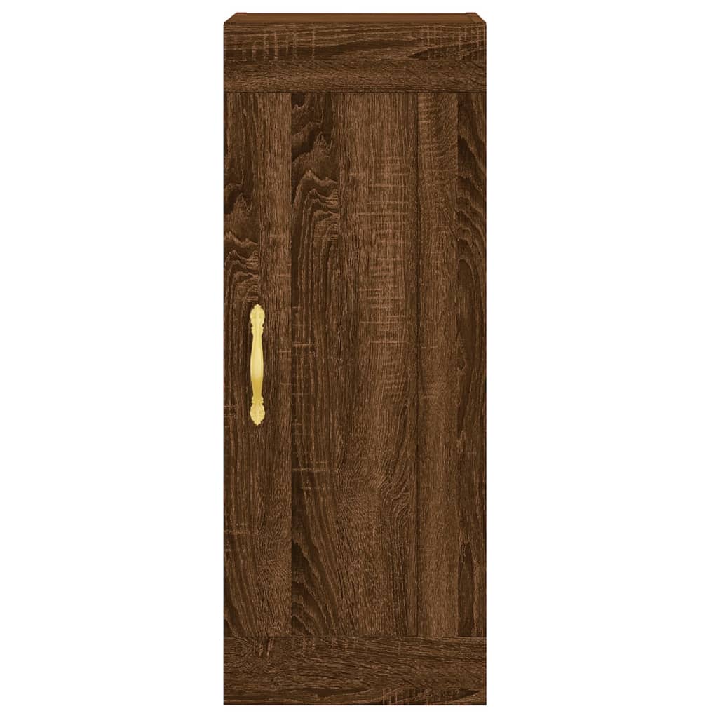 Buffet haut aspect chêne marron 34,5x34x180 cm matériau bois