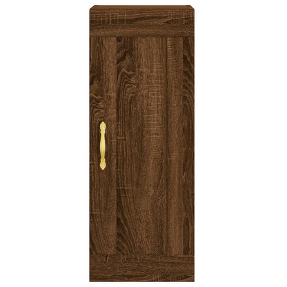 Buffet haut aspect chêne marron 34,5x34x180 cm matériau bois