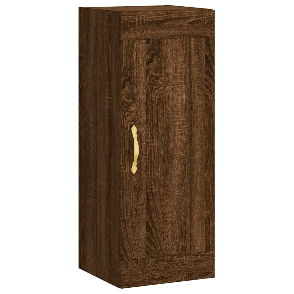 Buffet haut aspect chêne marron 34,5x34x180 cm matériau bois