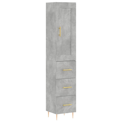 Buffet haut béton gris 34,5x34x180 cm en bois