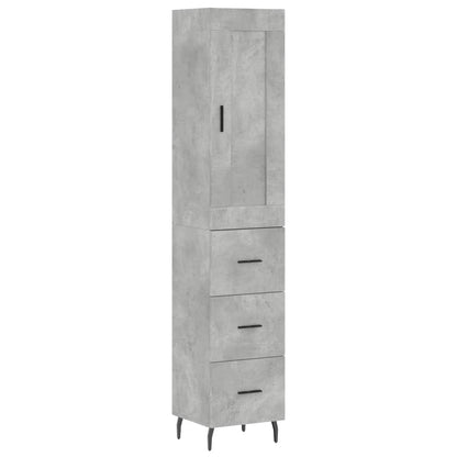 Buffet haut béton gris 34,5x34x180 cm en bois