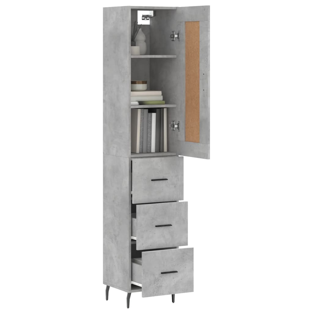 Buffet haut béton gris 34,5x34x180 cm en bois