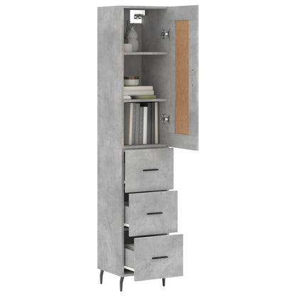 Buffet haut béton gris 34,5x34x180 cm en bois