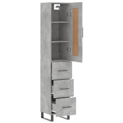 Buffet haut béton gris 34,5x34x180 cm en bois