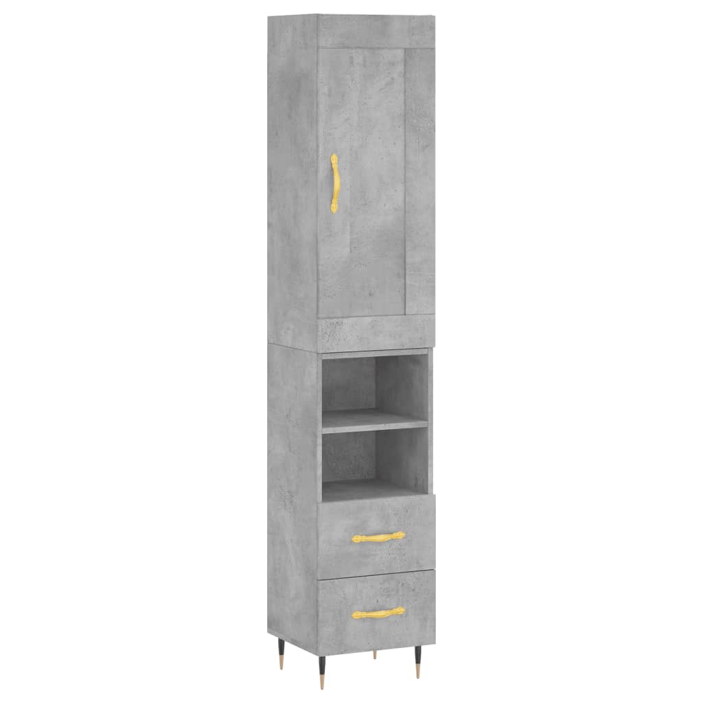 Buffet haut béton gris 34,5x34x180 cm en bois