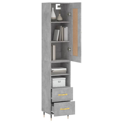 Buffet haut béton gris 34,5x34x180 cm en bois