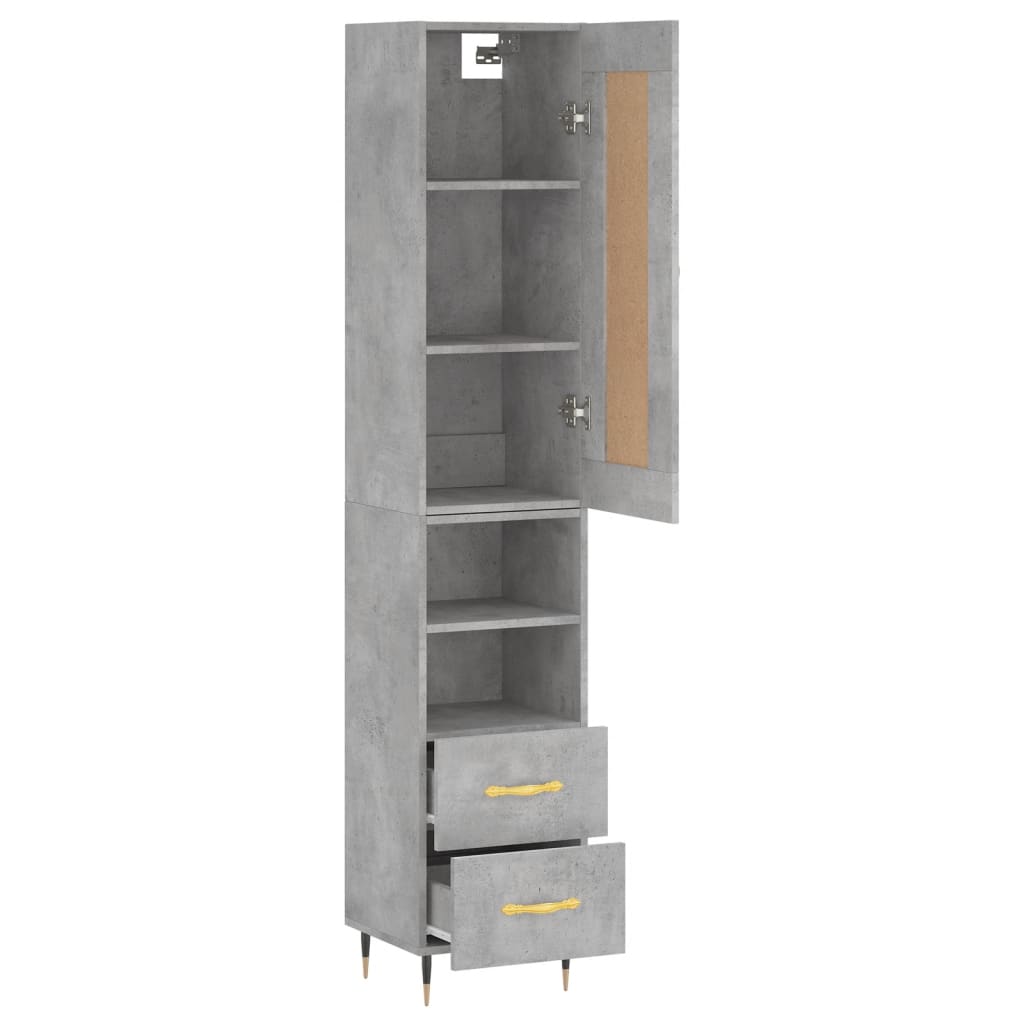 Buffet haut béton gris 34,5x34x180 cm en bois