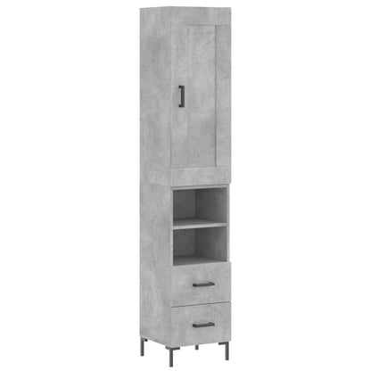 Buffet haut béton gris 34,5x34x180 cm en bois