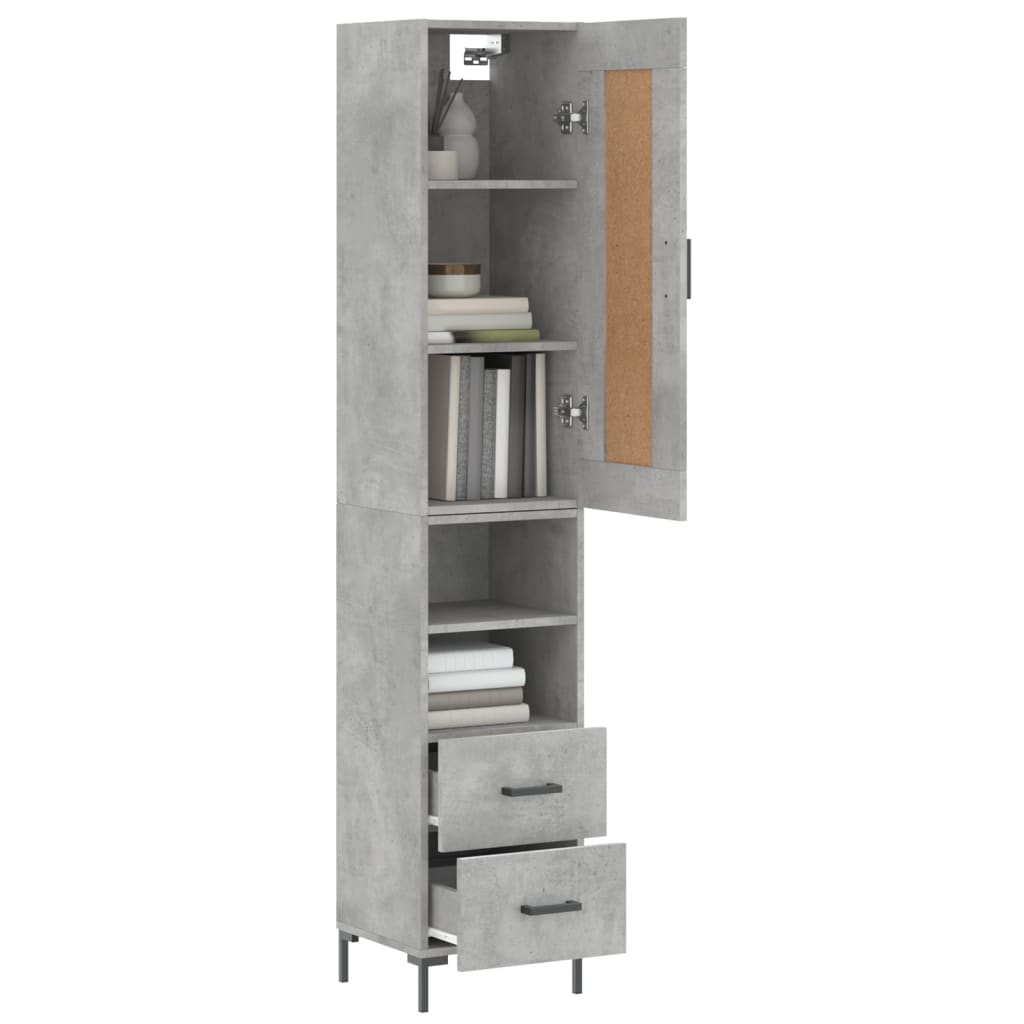 Buffet haut béton gris 34,5x34x180 cm en bois