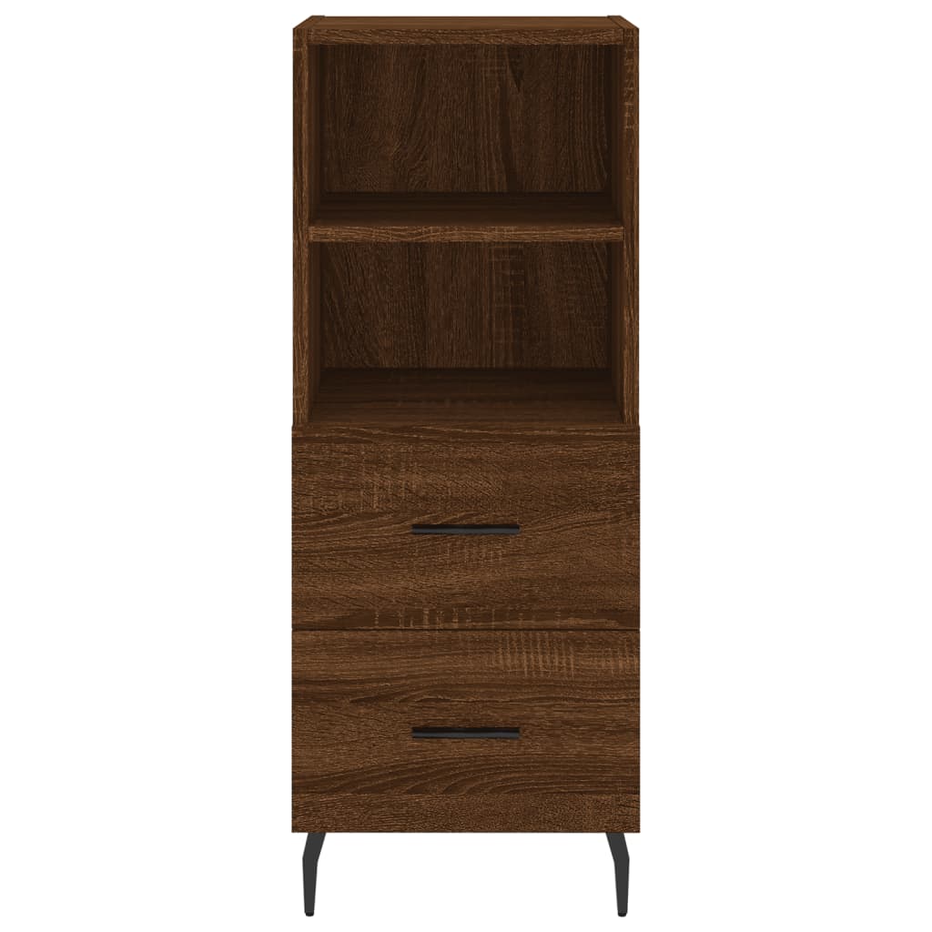 Buffet haut aspect chêne marron 34,5x34x180 cm matériau bois