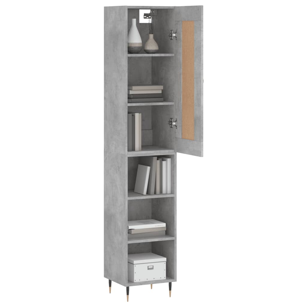 Buffet haut béton gris 34,5x34x180 cm en bois