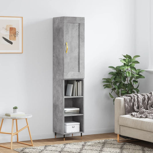 Buffet haut béton gris 34,5x34x180 cm en bois